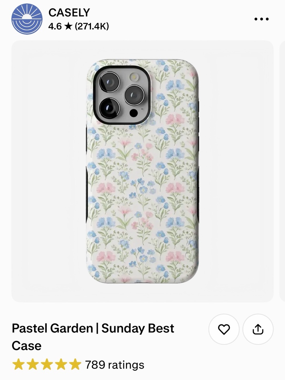 Casely Floral Pattern Phone 14 Pro Case - White with Blue & Pink Flowers